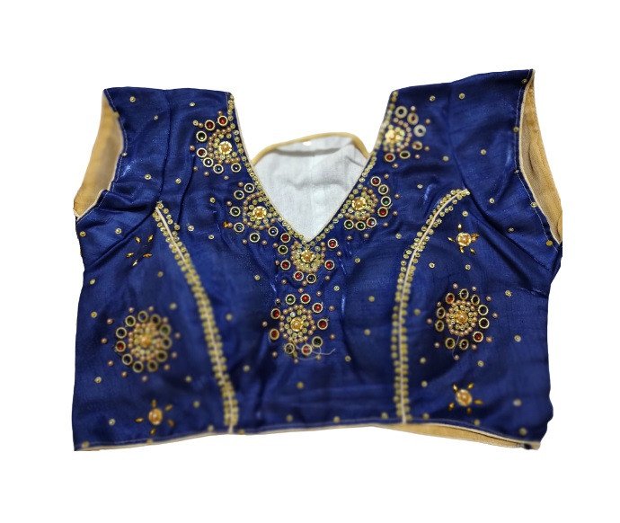 Blue Zari Work Women Blouse- Size 32-34