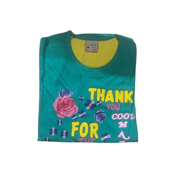 Smart Pure Cotton Dark Green Tshirt And Yellow Pant For Girls