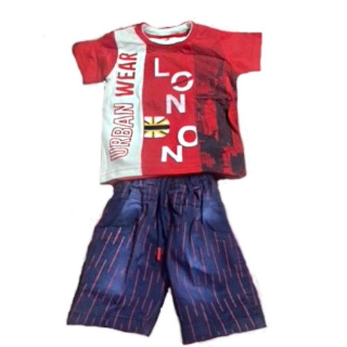 Red Tshirt And Blue Half Pants For Boy Babies