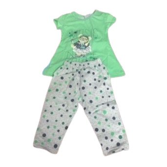 Green Top And Off White Capri Set Dresses For Baby Girls