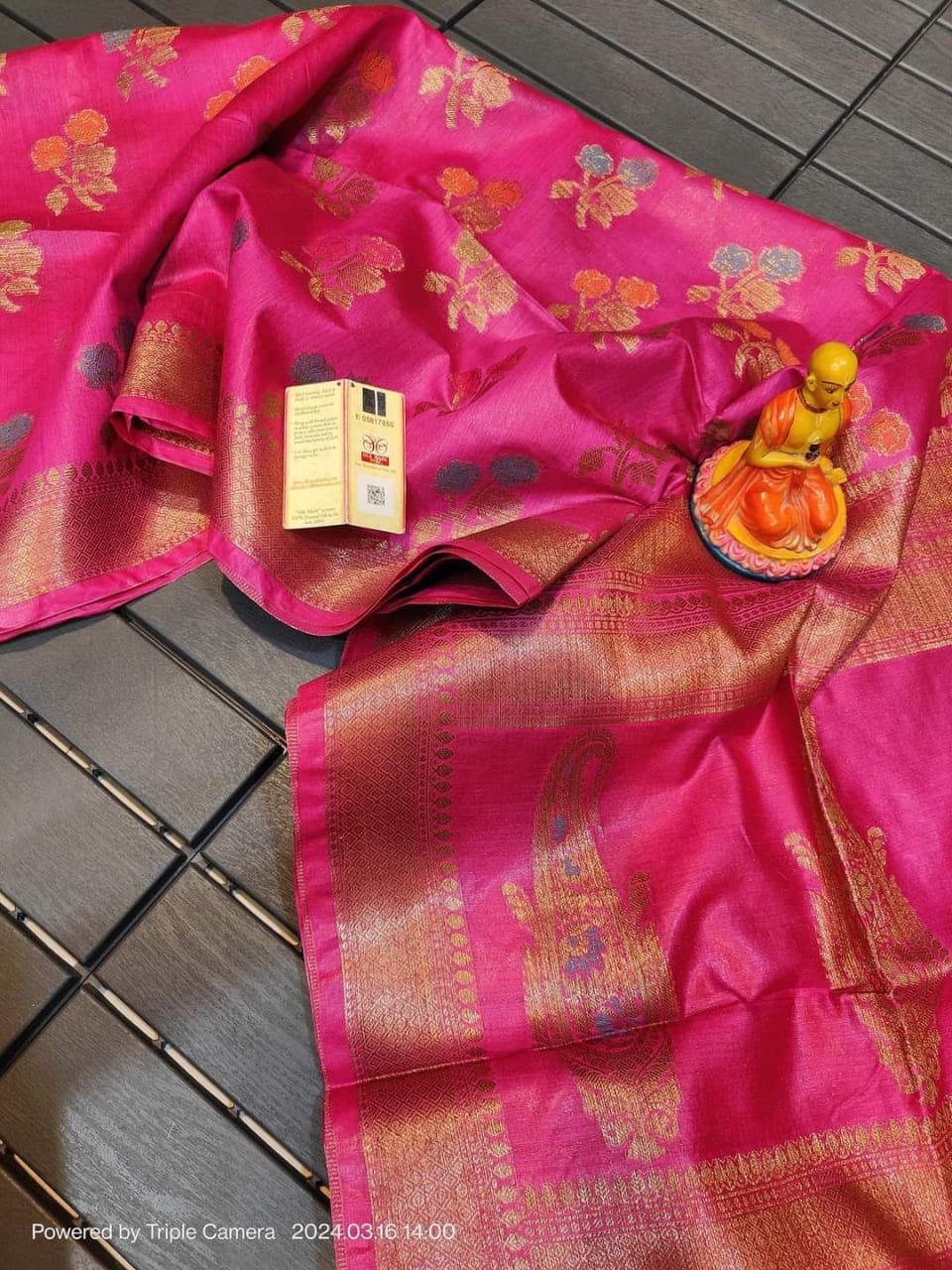 Pure Tussar Munga Handloom Silk Meenakari Jacquard Design Zari Border And Full Body Buta Saree