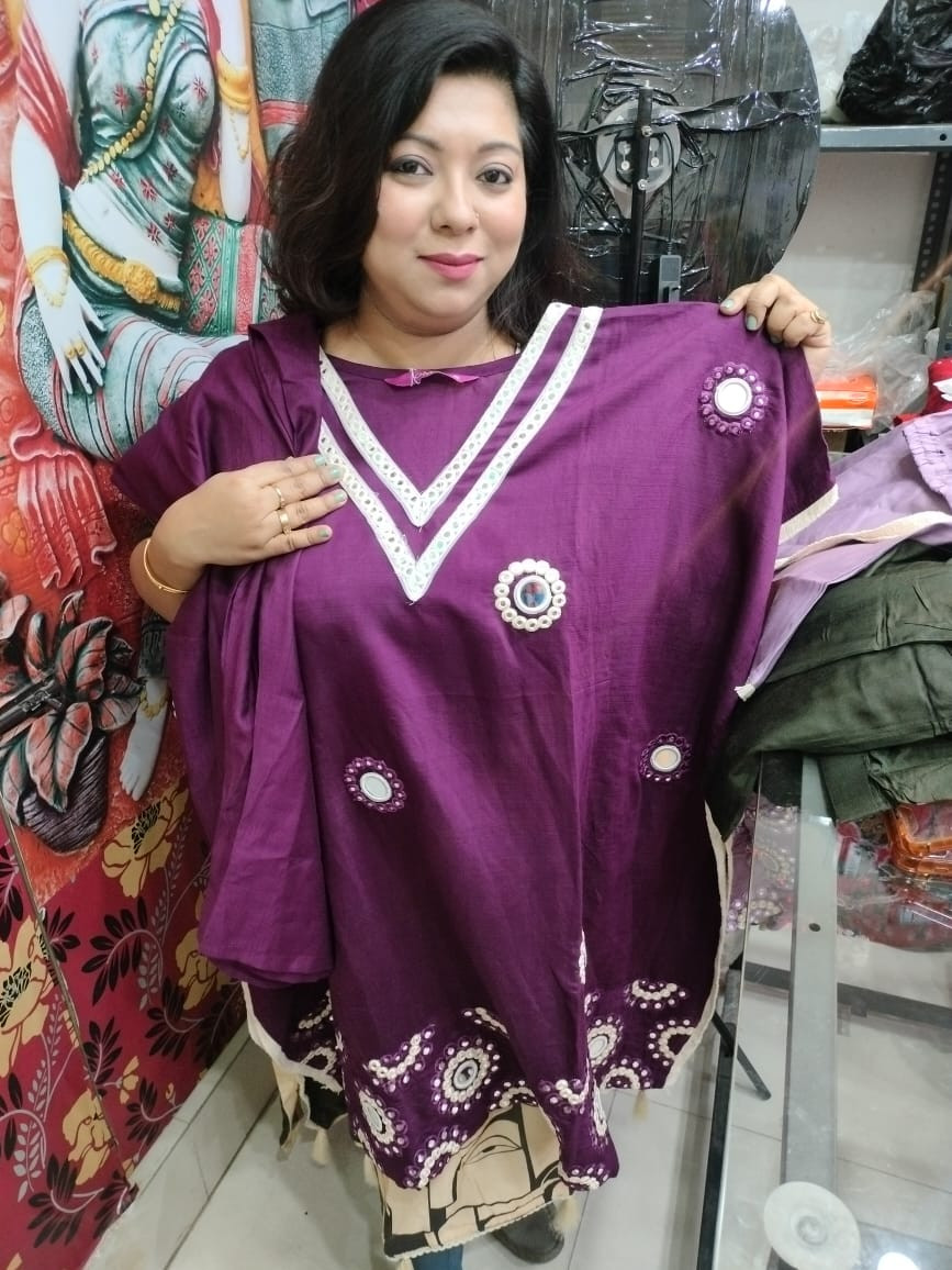 Purple Kaftan Kurti With Pant