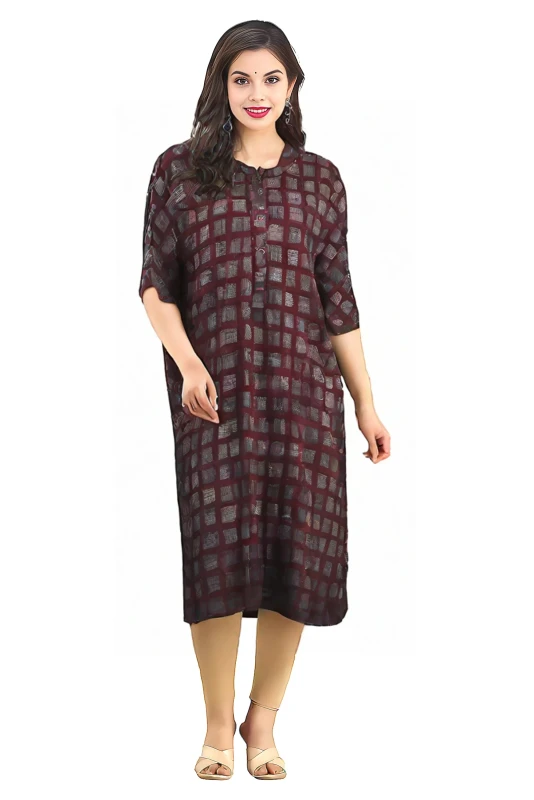 Women's Maroon Kurti and Pant Set