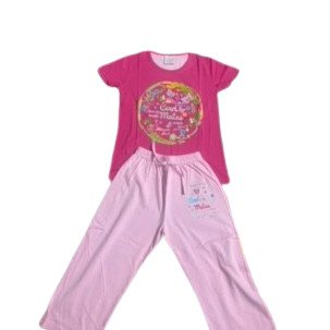 Smart Pure Cotton Dark Pink Tshirt and Light Pink Pant For Girls