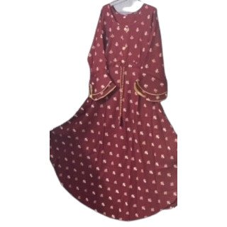 Red Dell Sleeves Umbrella Cut Kurti