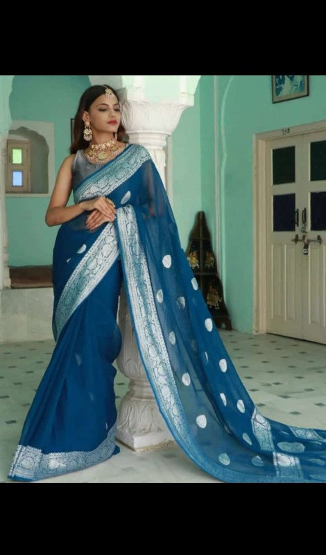 Chiffon Khadi Sarees With Blouse