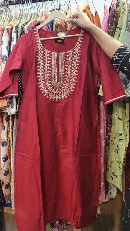 Red Kurti Pant Set- Sizes Available