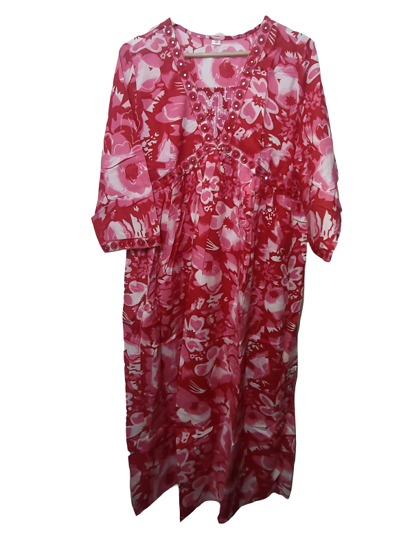 Women's Red Floral Kurti - Rayon Cotton