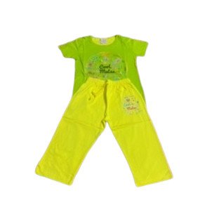 Smart Pure Cotton Light Green Tshirt And Yellow Pant For Girls