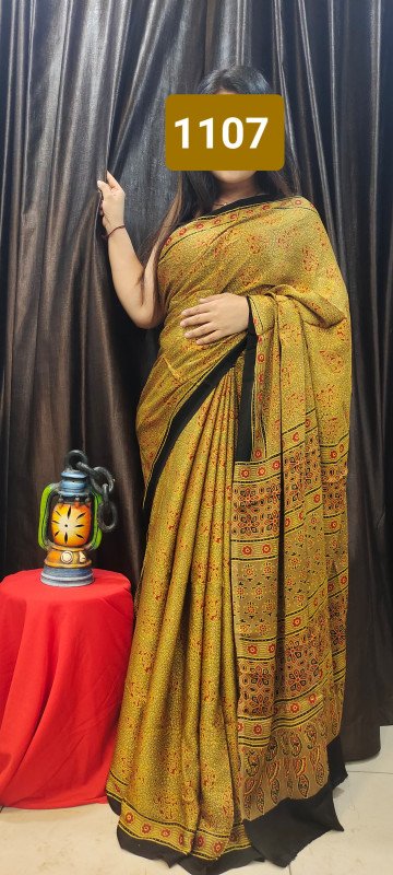 Modal Silk Ajrakh Saree With Blouse