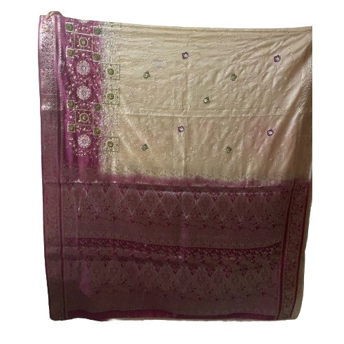 Off White And Red Border Saree