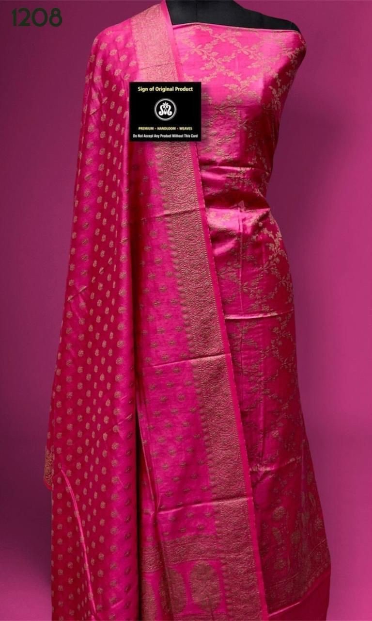 Banarasi Chiniya Silk Weaved Suit Antique Resham Weaved With Chiniya Silk Dupatta With Banarasi Plain Silk Bottom