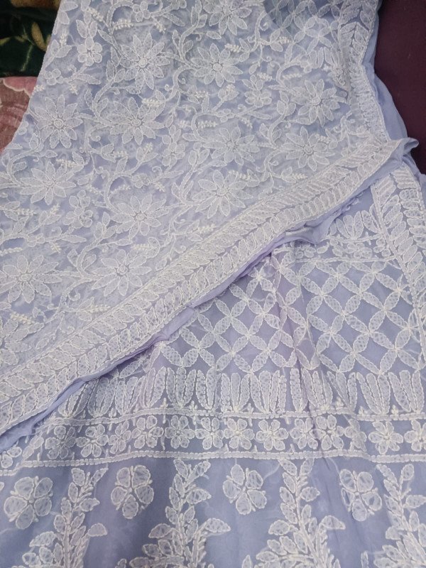 Allover Jaal Chikankari Handwork Saree's With Blouse Piece On Georgette Fabric