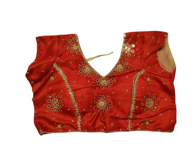 V-Neck Women Blouse (Red, Size 32-34)