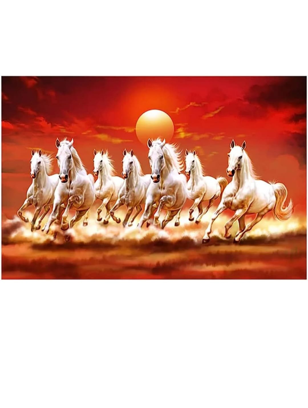 Positive Poster For Vastu Seven Lucky Running Horses Painting Poster