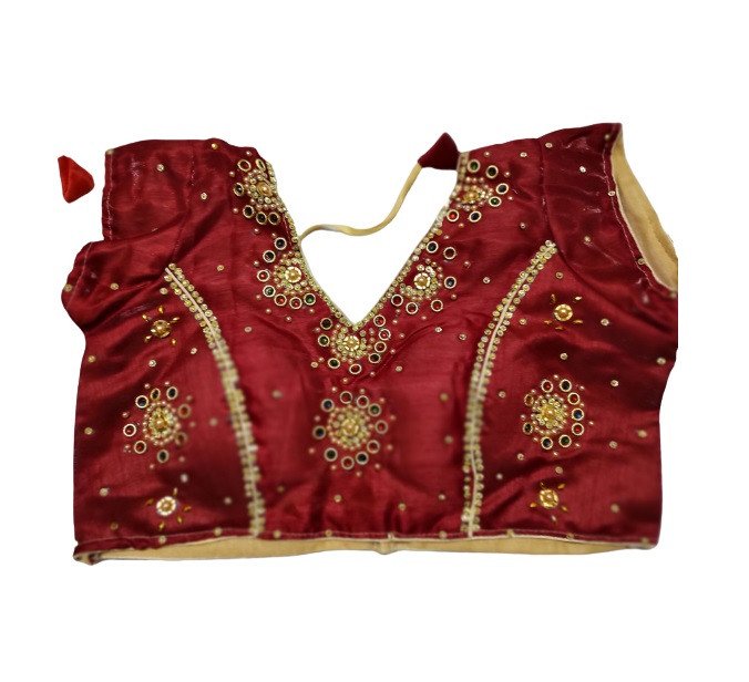 Maroon Zari Work Women Blouse- Size 32-34