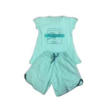 Three piece- Cotton Tshirt, Shorts and Full Pant Set for Girls