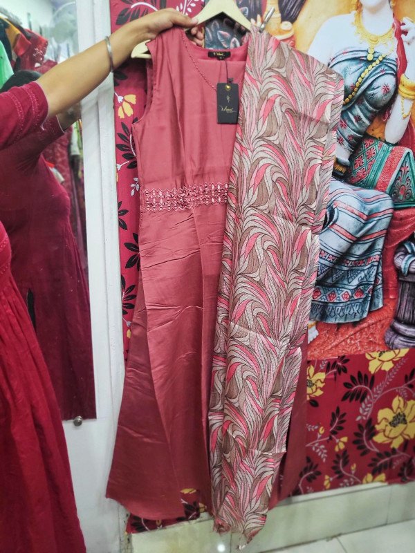 Pink Suit Set with Pant and Dupatta Cotton Silk Material